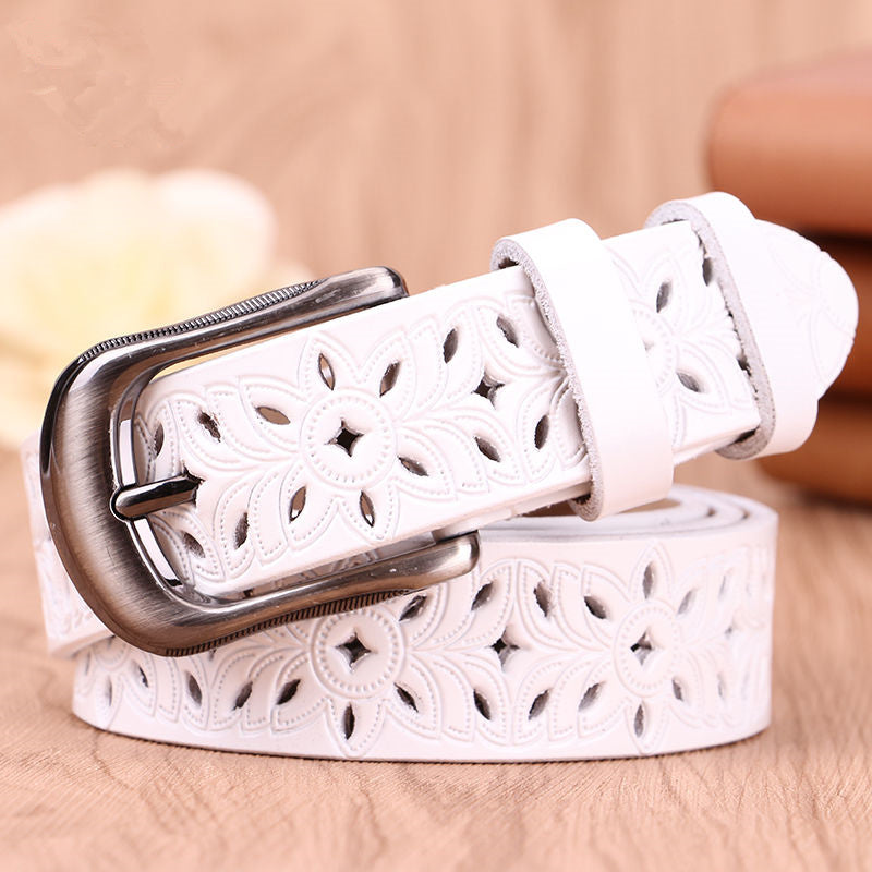 New Belt Hollow Pattern Belt Ladies Trend Waistband Genuine Woman Belt Vintage Pin Buckle Strap Jeans