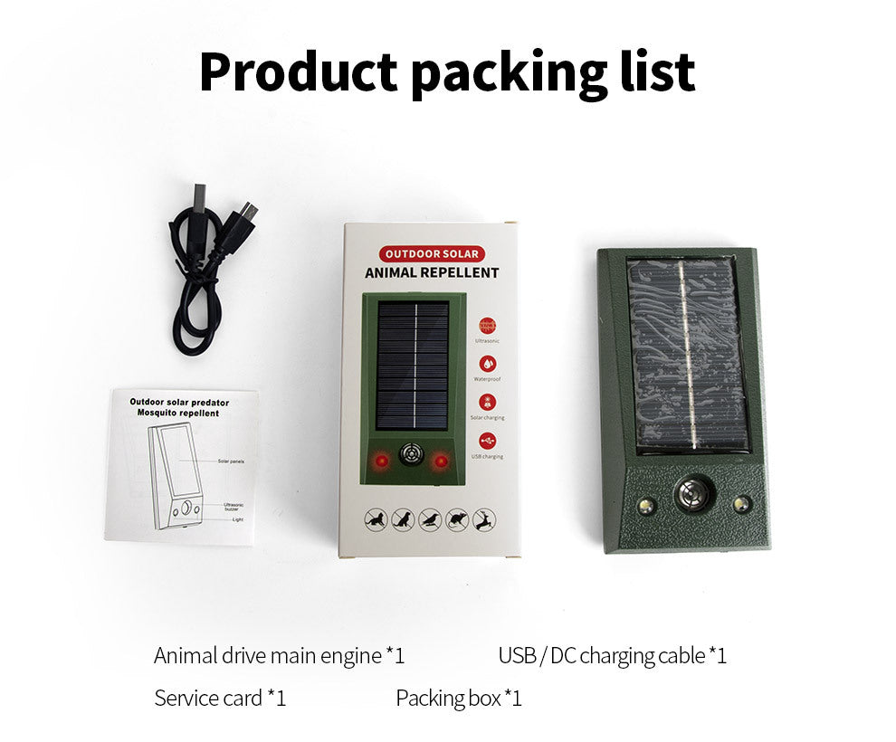 Ultrasonic Animal Repeller Outdoor Mouse Repellent Devices with Strobe Flashing Light Waterproof Solar Animal Repeller-4