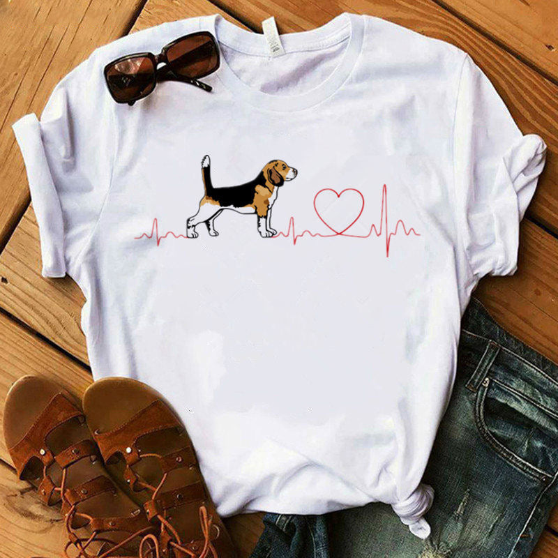 Women's Summer Cross-Border New Products Dog Kawaii Dog Digital Printing Casual Fashion Short-Sleeved T-Shirt