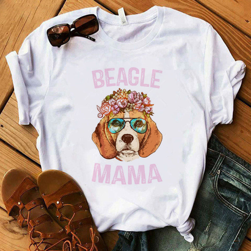 Women's Summer Cross-Border New Products Dog Kawaii Dog Digital Printing Casual Fashion Short-Sleeved T-Shirt