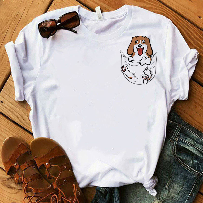 Women's Summer Cross-Border New Products Dog Kawaii Dog Digital Printing Casual Fashion Short-Sleeved T-Shirt