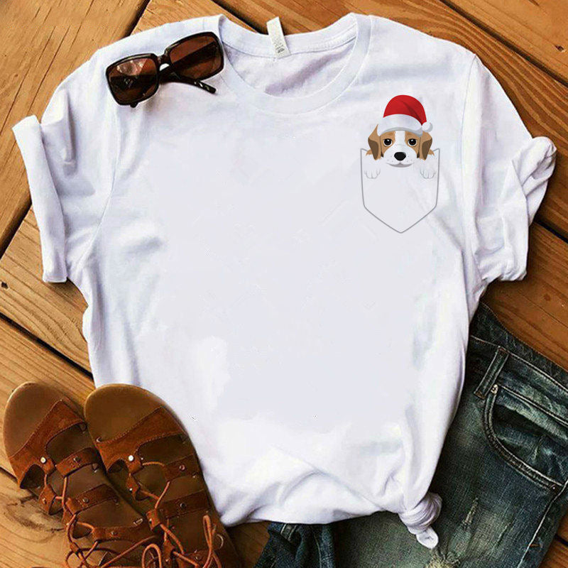 Women's Summer Cross-Border New Products Dog Kawaii Dog Digital Printing Casual Fashion Short-Sleeved T-Shirt