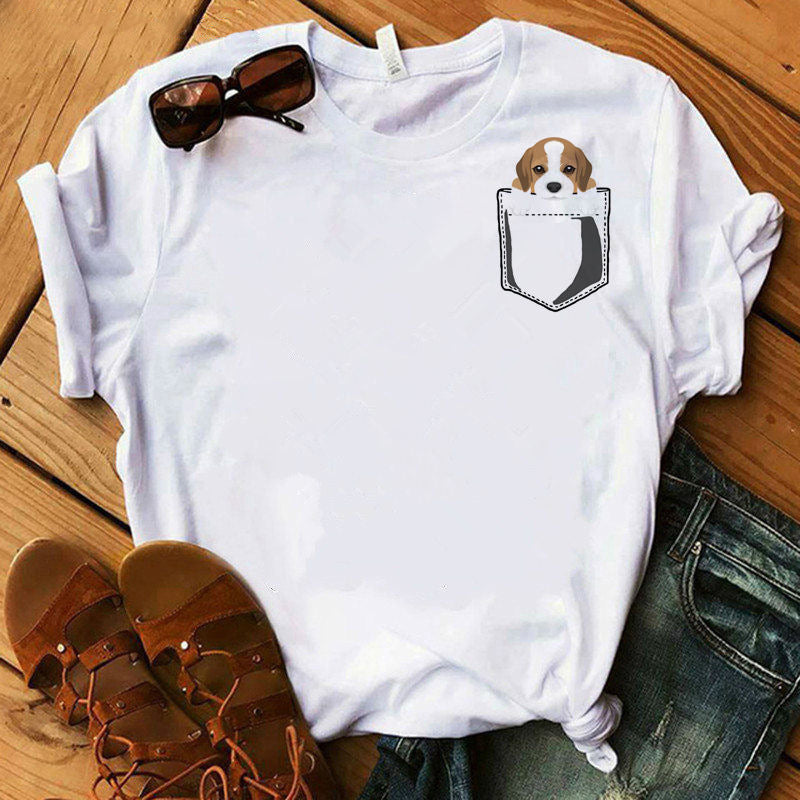 Women's Summer Cross-Border New Products Dog Kawaii Dog Digital Printing Casual Fashion Short-Sleeved T-Shirt