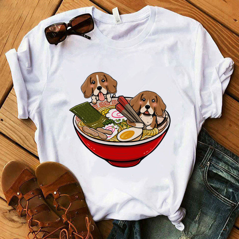 Women's Summer Cross-Border New Products Dog Kawaii Dog Digital Printing Casual Fashion Short-Sleeved T-Shirt