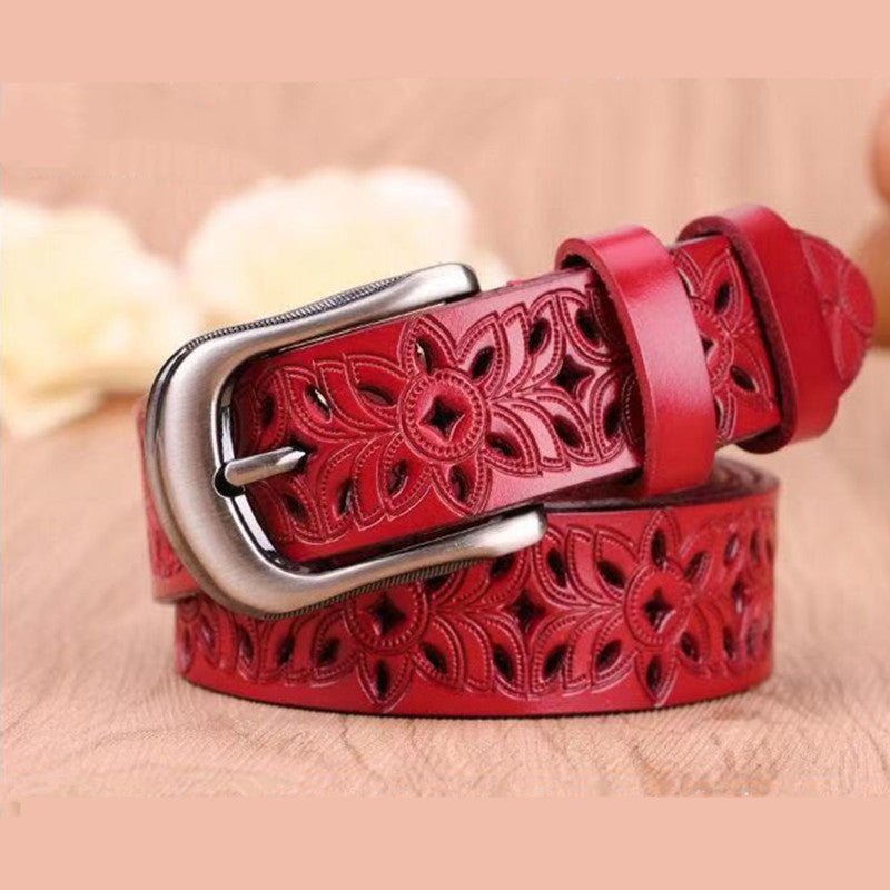 New Belt Hollow Pattern Belt Ladies Trend Waistband Genuine Woman Belt Vintage Pin Buckle Strap Jeans