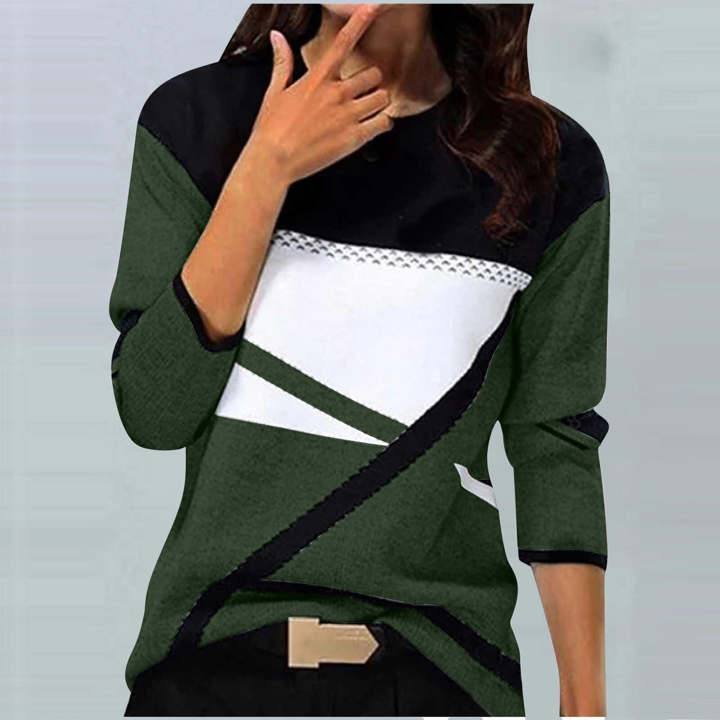 Casual Striped Long Sleeve Round Neck T-shirt