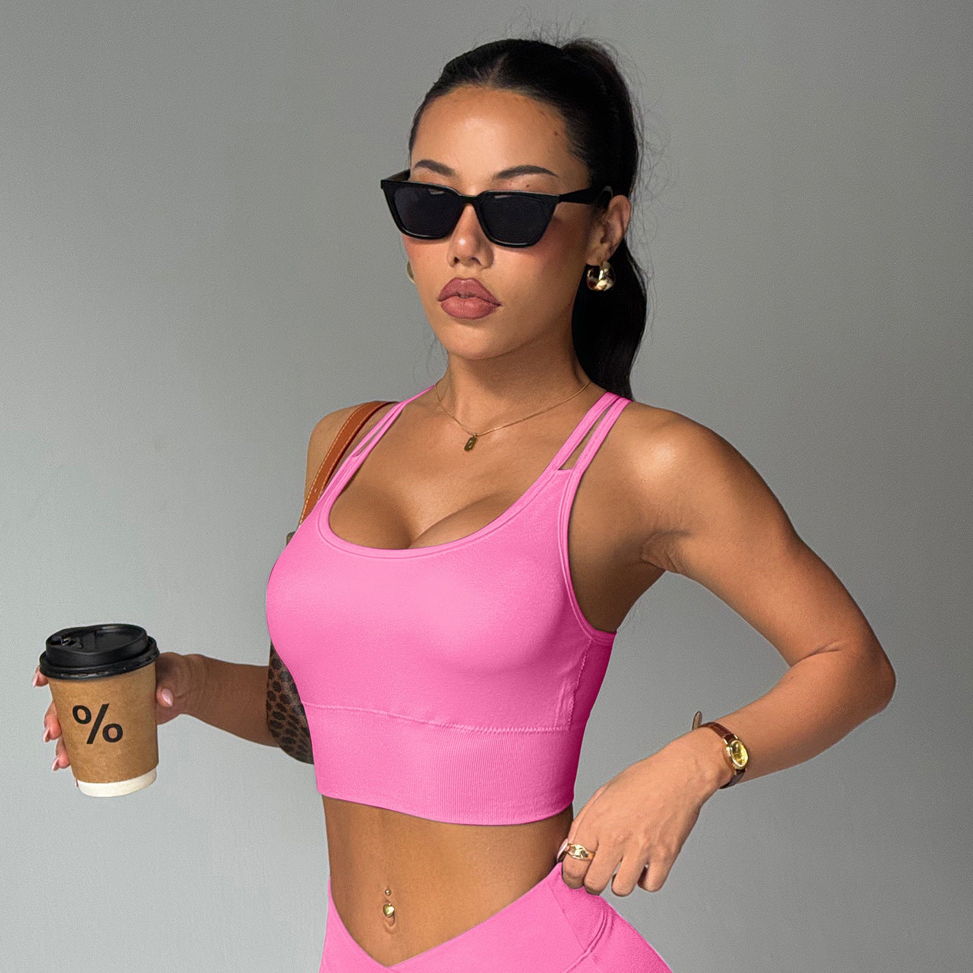 Fitness Yoga High-strength Sports Underwear Women's Shockproof Fixing Cup Yoga Bra
