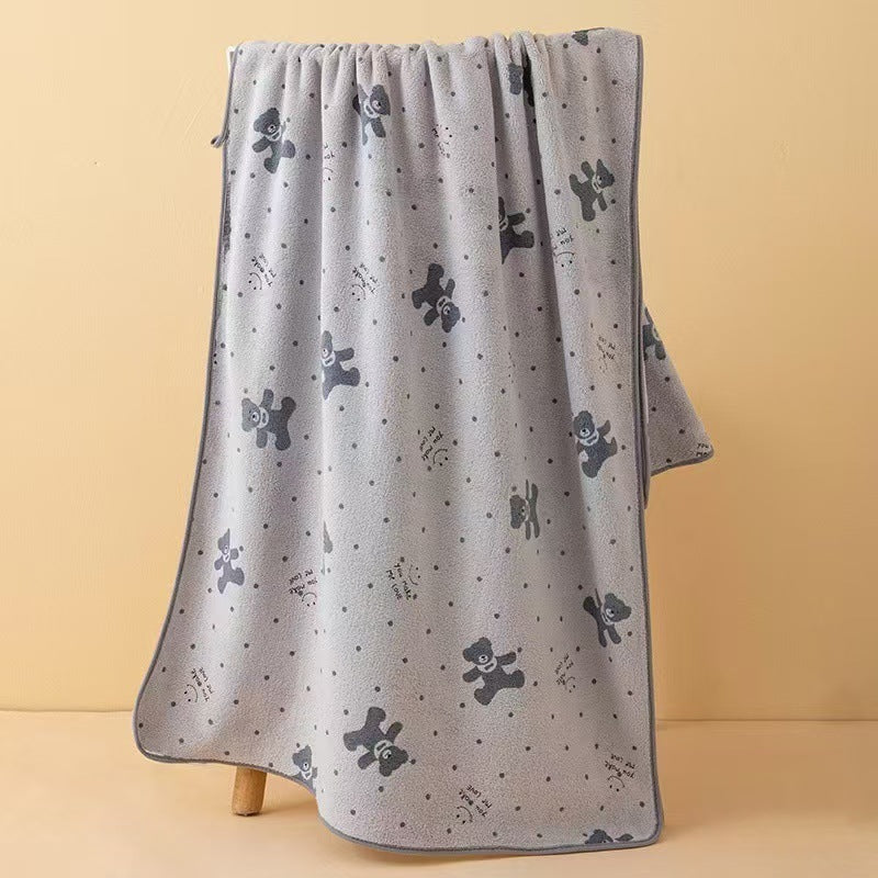 Wide Stripe Dark Stripe Coral Velvet Printing Towels Suit