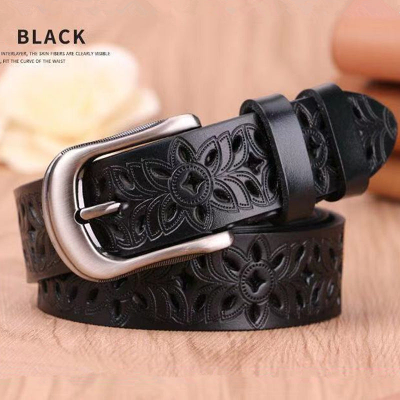 New Belt Hollow Pattern Belt Ladies Trend Waistband Genuine Woman Belt Vintage Pin Buckle Strap Jeans