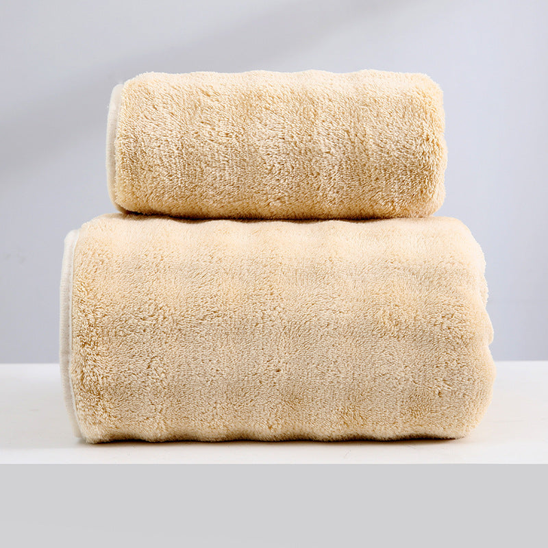 Wide Stripe Dark Stripe Coral Velvet Printing Towels Suit