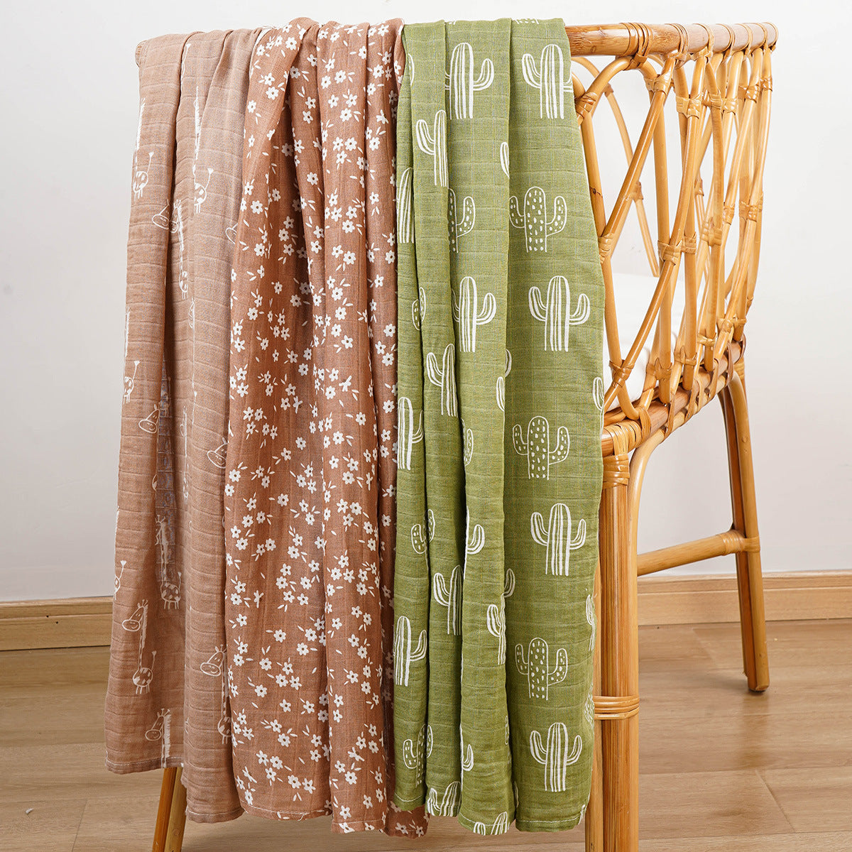 3-piece Combination Baby Swaddling Blanket 2-layer Bamboo Fiber Easy To Dry Gauze Towel Thin Summer