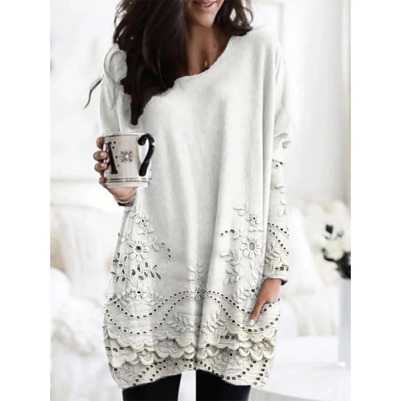 3D Digital Printing Women's Round Neck Mid-length Top T-shirt