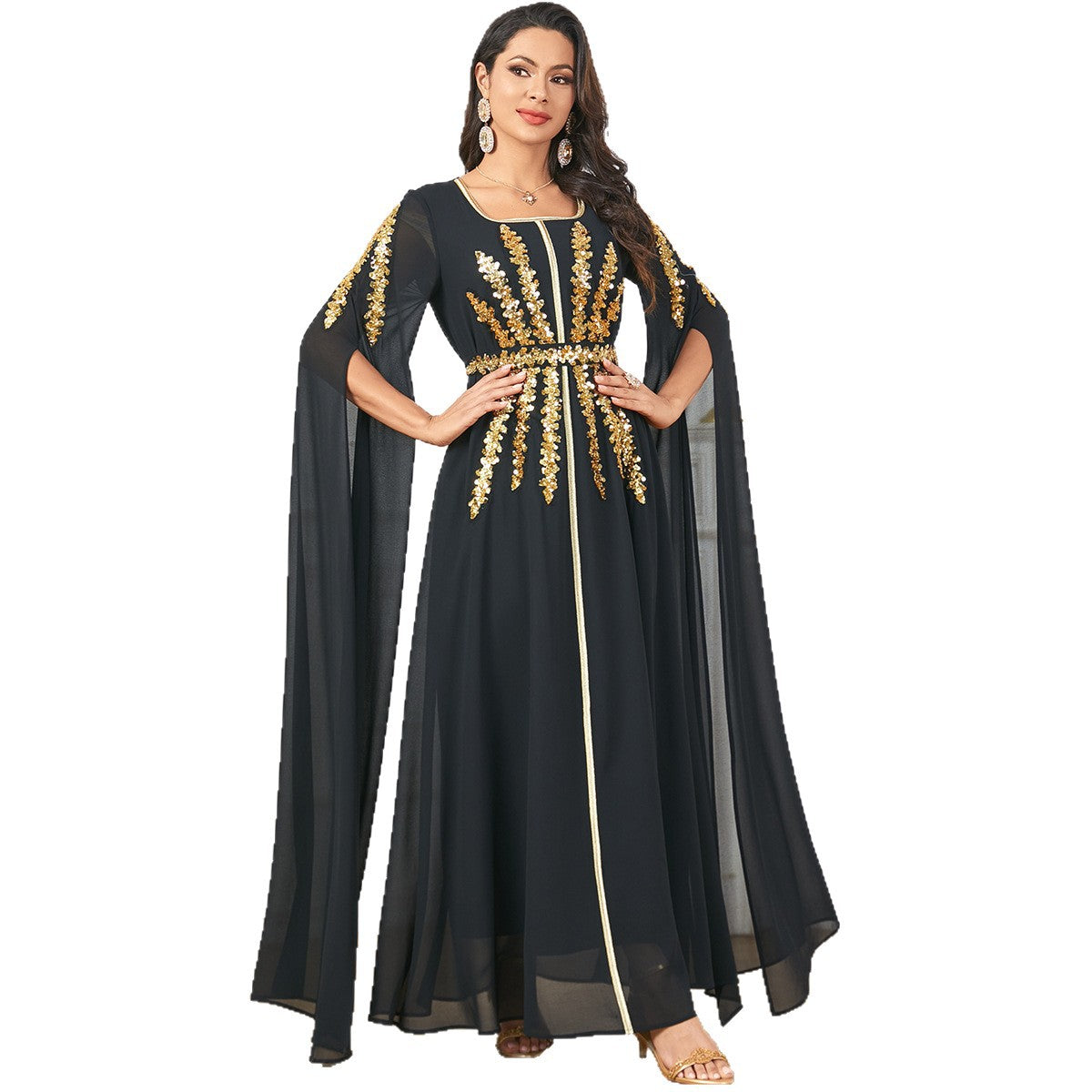Arab Women's Robe Super Long Sleeve Muslim Dress