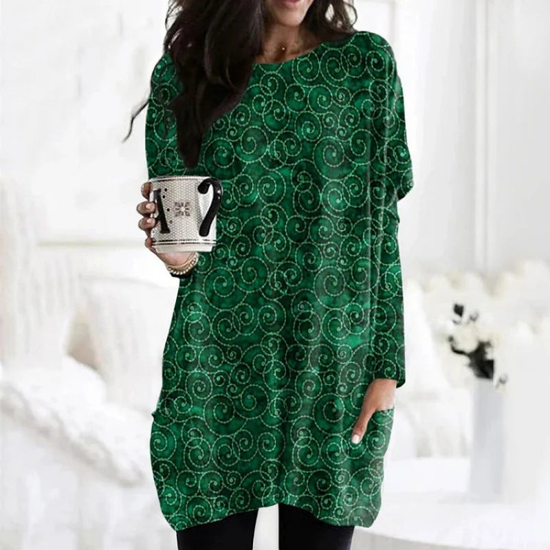 3D Digital Printing Women's Round Neck Mid-length Top T-shirt