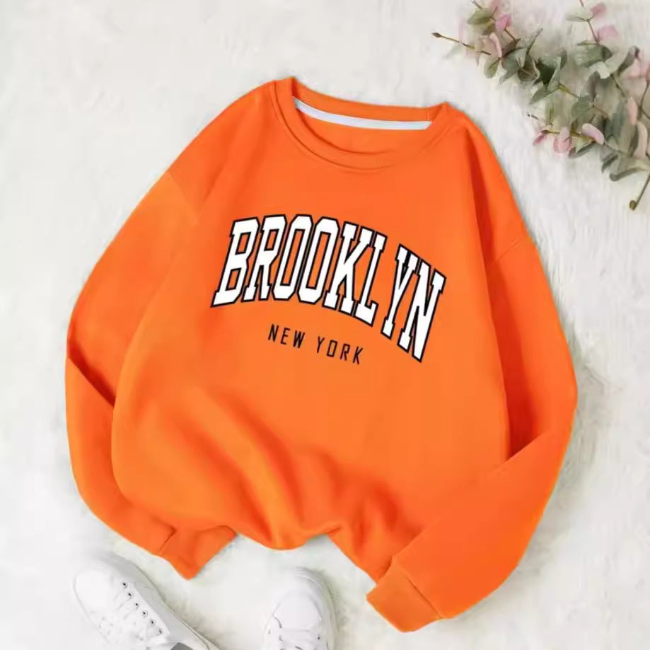 Personality Trend Printed Crew Neck Sweatshirt Women