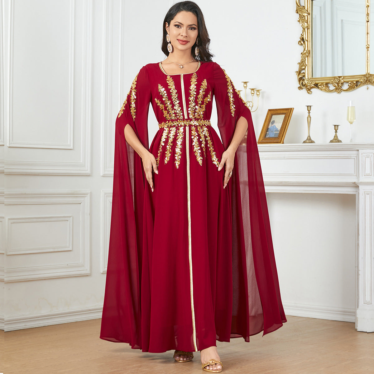 Arab Women's Robe Super Long Sleeve Muslim Dress