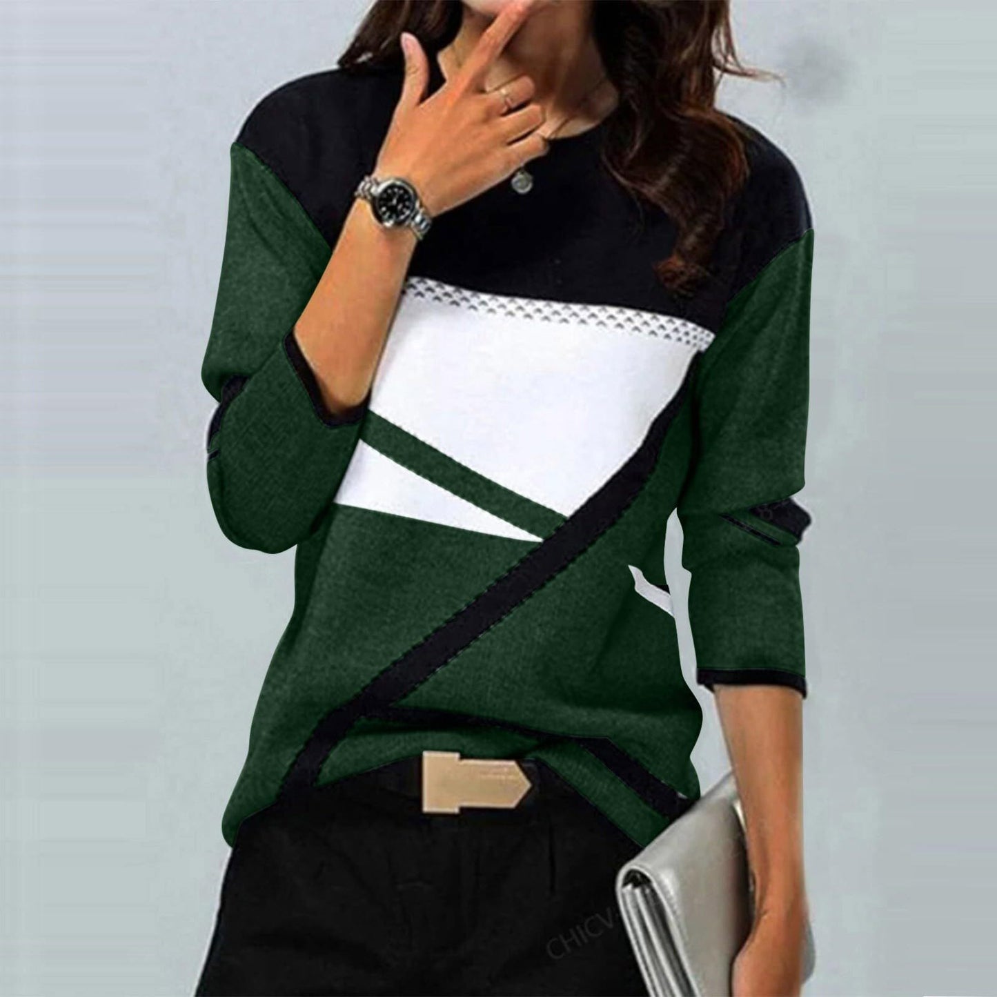 Casual Striped Long Sleeve Round Neck T-shirt