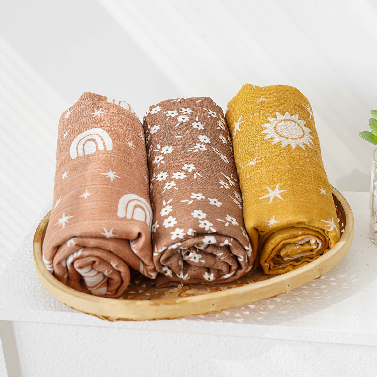 3-piece Combination Baby Swaddling Blanket 2-layer Bamboo Fiber Easy To Dry Gauze Towel Thin Summer